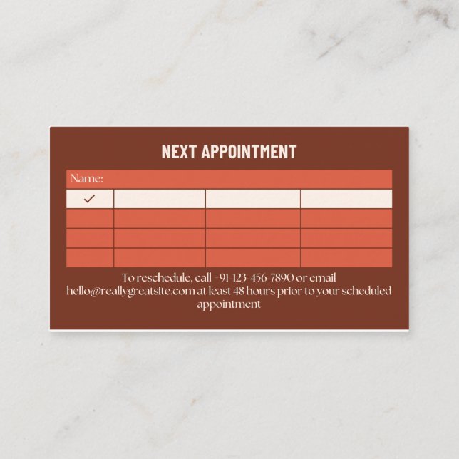 Lash Appointment Reminder Card Editable Telefonnummerkarte (Rückseite)