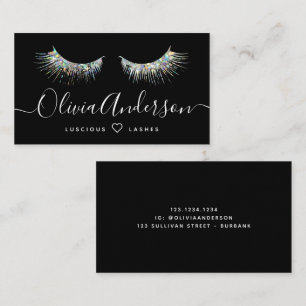 Lash Artist Black Holographic Glitzer Visitenkarte