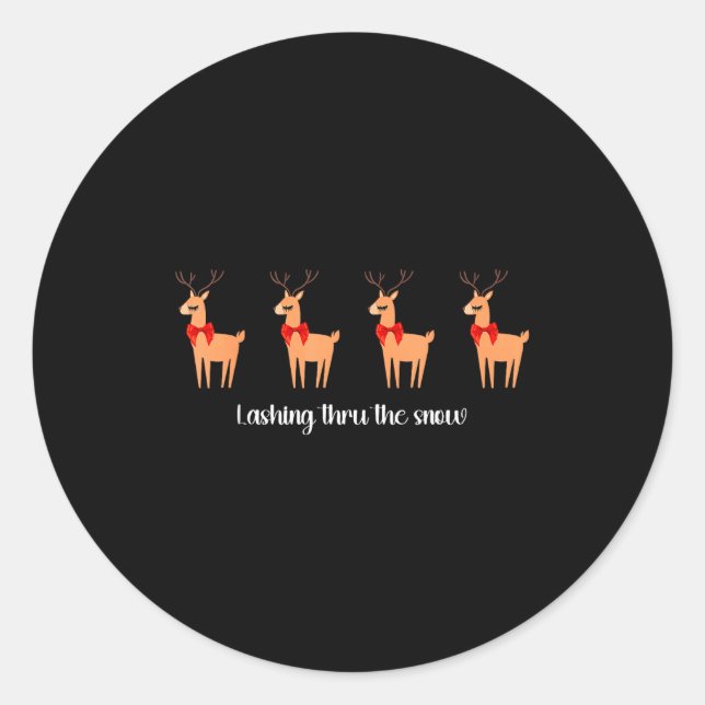 Lash Artist Christmas Reindeer Esthetician Eyelash Runder Aufkleber (Vorderseite)