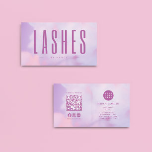 Lash Artist QR Code & Logos Lila Holografie Visitenkarte