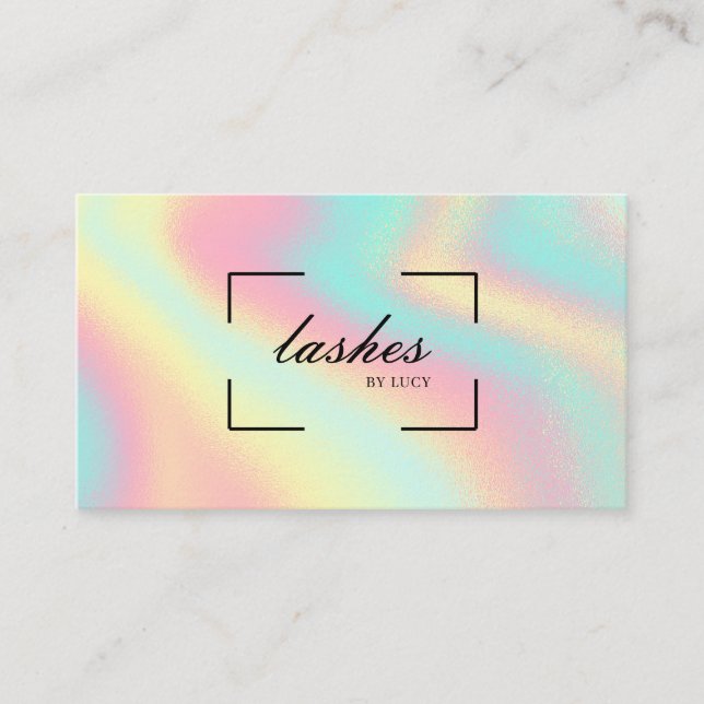 Lash Bar Beauty Salon Pastel Holographic Visitenkarte (Vorderseite)