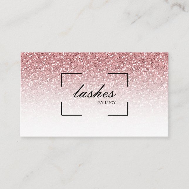 Lash Bar Beauty Salon Rose Gold Glitzer Visitenkarte (Vorderseite)