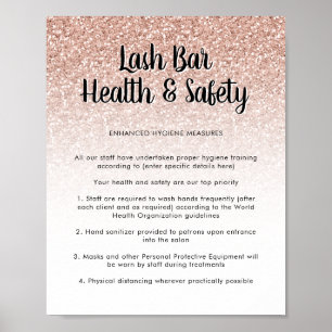 Lash Bar Health Safety Poster Pink Peach Glitzer