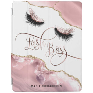 Lash-Boss Makeup Eyebrow-Augen-Leinen Blauer Rosa iPad Hülle