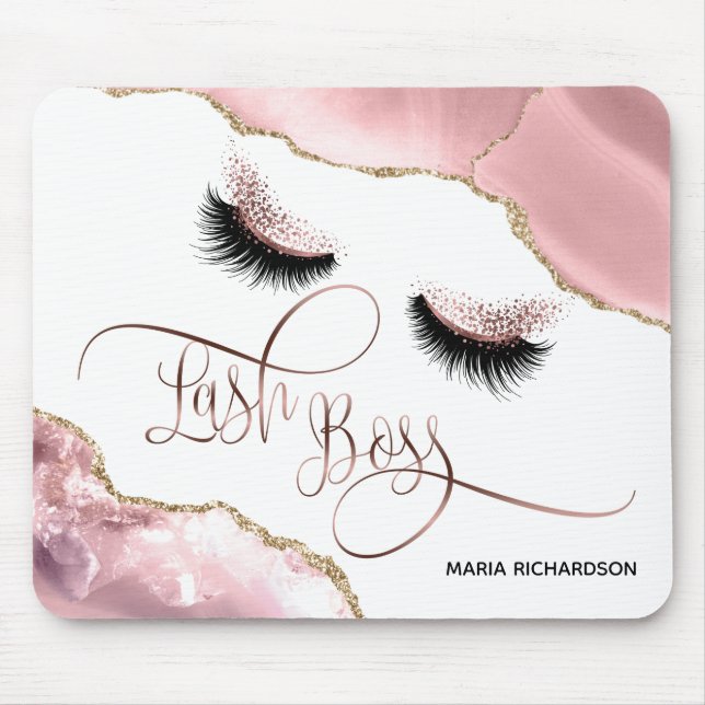 Lash Boss Makeup Eyebrow Eyes Lashes Rosa Mousepad (Vorne)