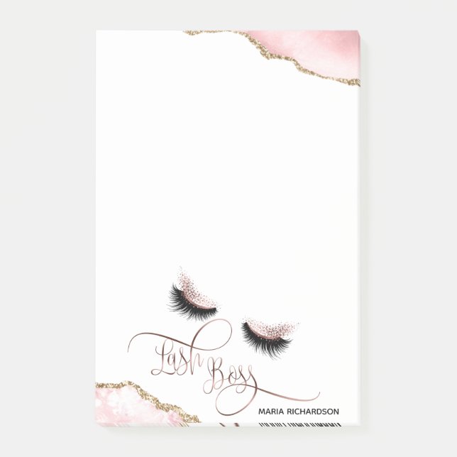 Lash Boss Makeup Eyebrow Eyes Lashes Rosa Post-it Klebezettel (Vorderseite)