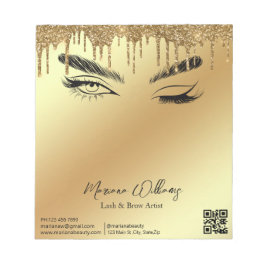 lash & brow artist qr code gold metallic business notizblock