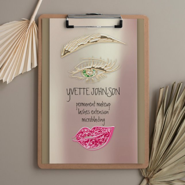 Lash Brow Permanent Makeup QRCode Gold Kiss Rose Visitenkarte (Von Creator hochgeladen)