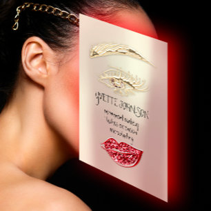 Lash Brow Permanent Makeup QRCode Gold Red Brown Visitenkarte