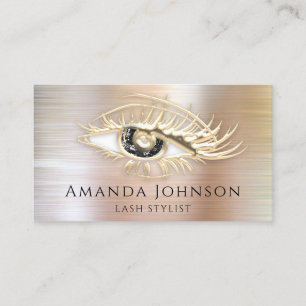 Lash Brows Makeup Logo Black Eye QrCode Rose Gold Visitenkarte