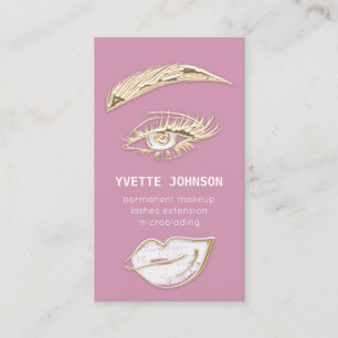 Lash Brows Permanent Makeup Logo QRCode Lip Rose Visitenkarte