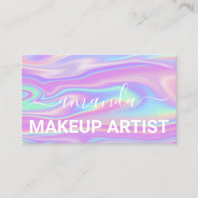 Lash Care Makeup Logo gestrichen Holografisch Visitenkarte (Vorderseite)