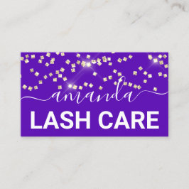 Lash Care Makeup Logo Gold Confetti Lila Visitenkarte