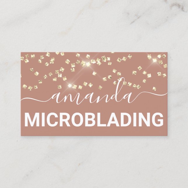 Lash Care Makeup Logo Gold Confetti Rose Visitenkarte (Vorderseite)