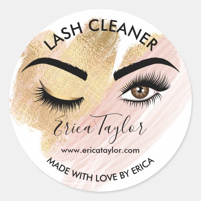 Lash Cleaner Makeup Eyes Schönheitssalon Classic R Runder Aufkleber (Vorderseite)