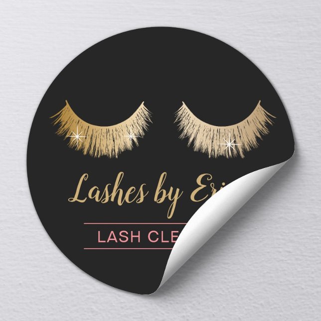 Lash Cleaner Moderne Imitate Gold Eyelash Erweiter Runder Aufkleber (Von Creator hochgeladen)