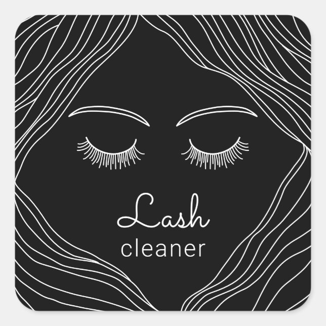 Lash Cleaner Niedlich Hand Zeichnend Schönheit Gir Quadratischer Aufkleber (Vorderseite)
