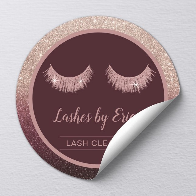 Lash Cleaner Rose Gold Ombre Eyelash Extensions Runder Aufkleber (Von Creator hochgeladen)