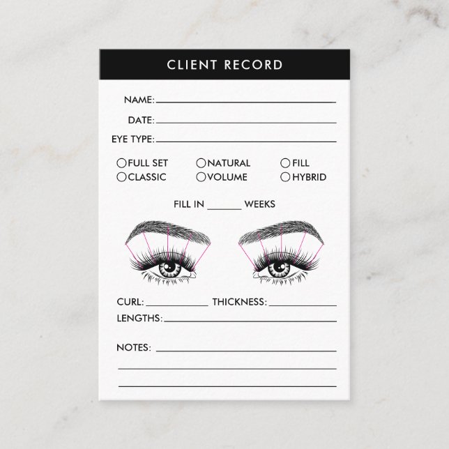 Lash Client Record Add Logo Business Card Visitenkarte (Vorderseite)
