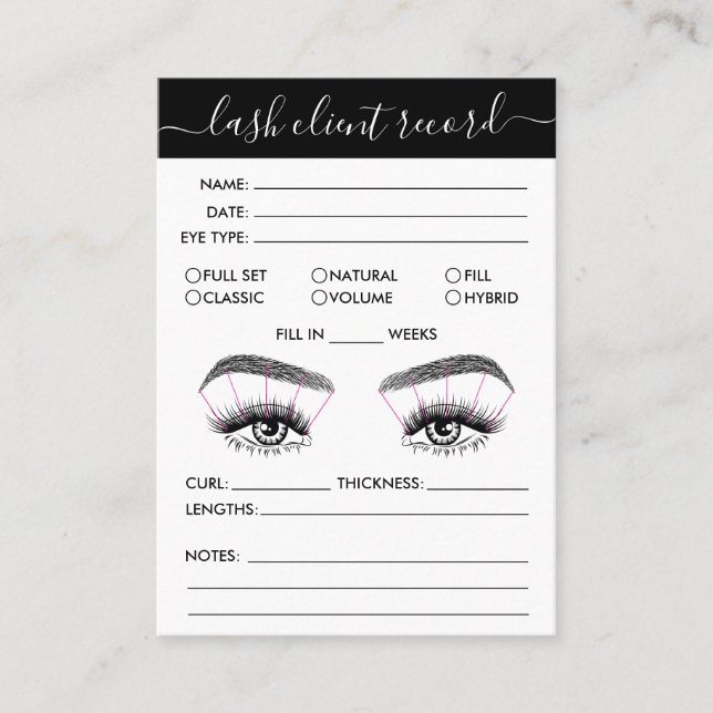 Lash-Client-Record-Add-Logo Einfach Modernes Minim Visitenkarte (Vorderseite)