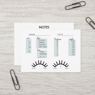 Lash-Client-Record-Karte Visitenkarte