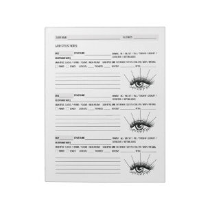 Lash Client Record, Lash Extensions Client Notizblock