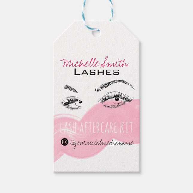 Lash-Erweiterung Lashes Brow Pink Lash Aftercare K Geschenkanhänger (Vorderseite)