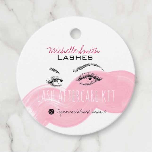 Lash-Erweiterung Lashes Brow Pink Lash Aftercare K Geschenkanhänger (Vorderseite)