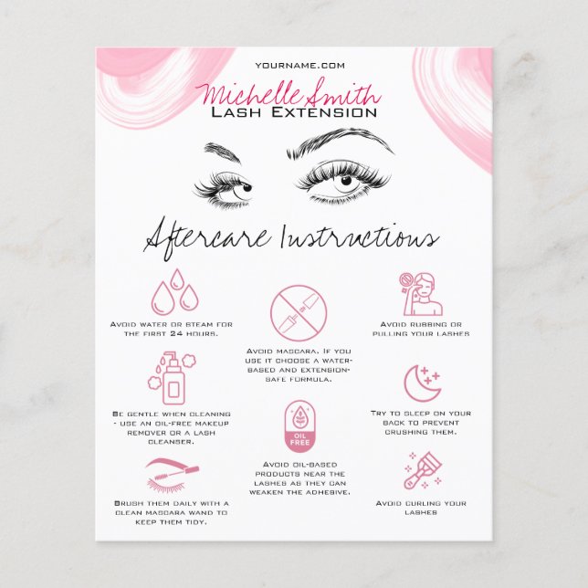 Lash-Erweiterungen Makeup Aftercare Instructions S Flyer (Vorne)