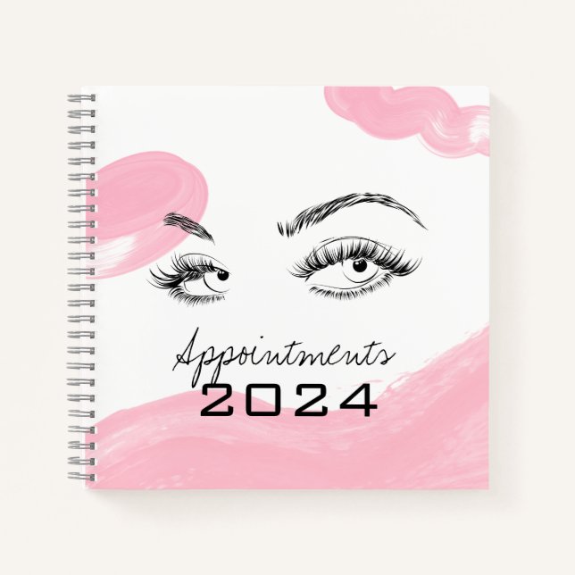 Lash-Erweiterungen Makeup Pink Wasserfarbe Ernennu Notizbuch (Vorderseite)