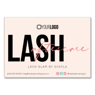 Lash Extension Aftercare Instructions Care Card Tischnummer