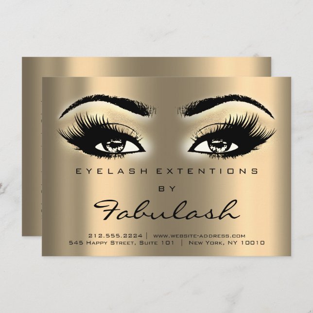 Lash Extension Aftercare Instructions Sepia Gold Einladung (Vorne/Hinten)