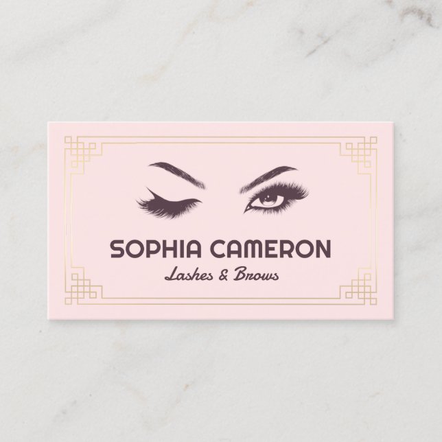 Lash Extension Brows Artist Pink und Gold Visitenkarte (Vorderseite)