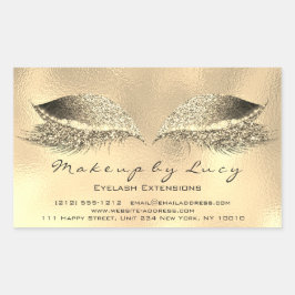 Lash Extension Makeup Beauty Gold Metal Glitzer Rechteckiger Aufkleber