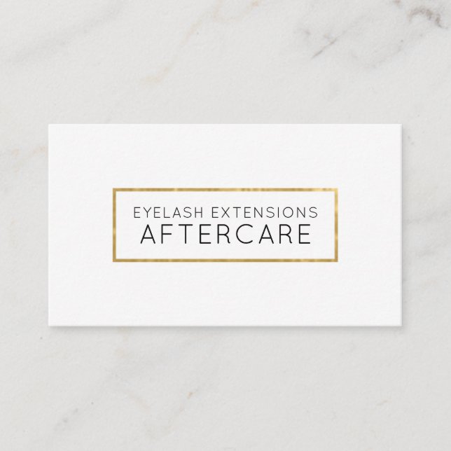 Lash Extensions Aftercare Card Imitat Gold Visitenkarte (Vorderseite)