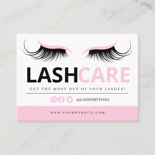 Lash Extensions Aftercare Instructions Business Ca Visitenkarte (Vorderseite)