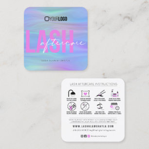 Lash Extensions Aftercare Instructions Fuchsia Squ Quadratische Visitenkarte