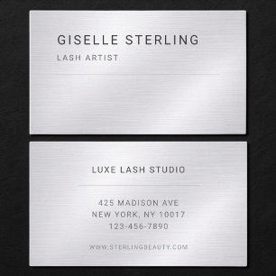 Lash-Künstlerin Silber Metallic Professional Visitenkarte