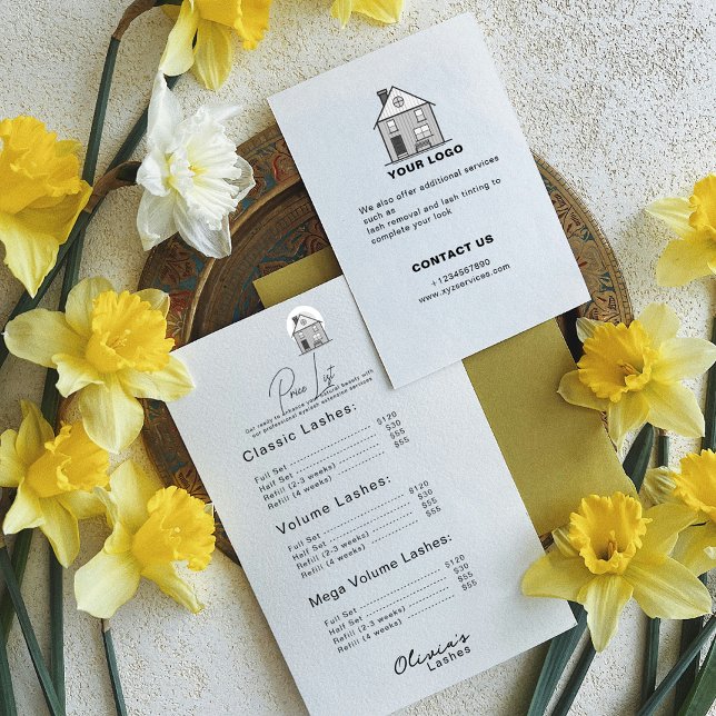 Lash Lounge Einfach Weißes Preisliste (Lash lounge Simple White price list)