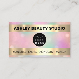 Lash Makeup Nail Friseur Logo Gold Rose Visitenkarte