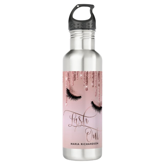 Lash Out Makeup Eyebrow Eyes Lashes Gold Edelstahlflasche (Vorderseite)