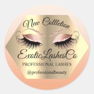 Lash Packaging Makeup Artist Gold Eyes Rose Runder Aufkleber