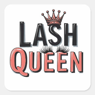 Lash Queen Funny Eye Lashes Quadratischer Aufkleber
