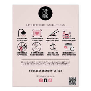 Lash Salon Eyelash Extension Aftercare Instruktion Poster
