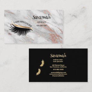 Lash Specialist Eye Lashes Monogram Marble Visitenkarte