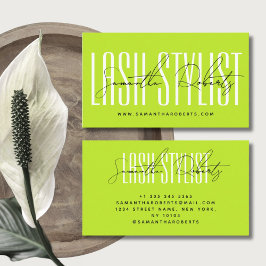 Lash Stylist moderne Typografie Drehbuch nebel grü Visitenkarte