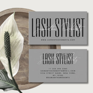 Lash Stylist moderne Typografie-Schrift grau Visitenkarte