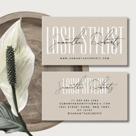 Lash Stylist Moderne Typografie-Skript beige Visitenkarte