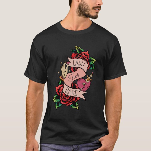 Lash Tech Babe Rote Rosen Eyelash Techniker Lash T T-Shirt (Vorderseite)
