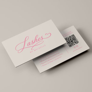 Lash Tech Elegant Lashes Script Pink Sand Visitenkarte
